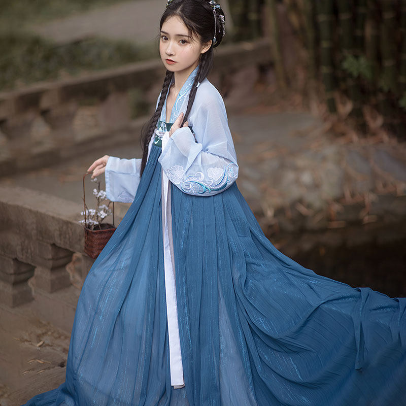 桔屿阿司南汉服女正品原创唐制对襟齐胸襦裙大袖衫非古装超仙春夏_虎窝淘