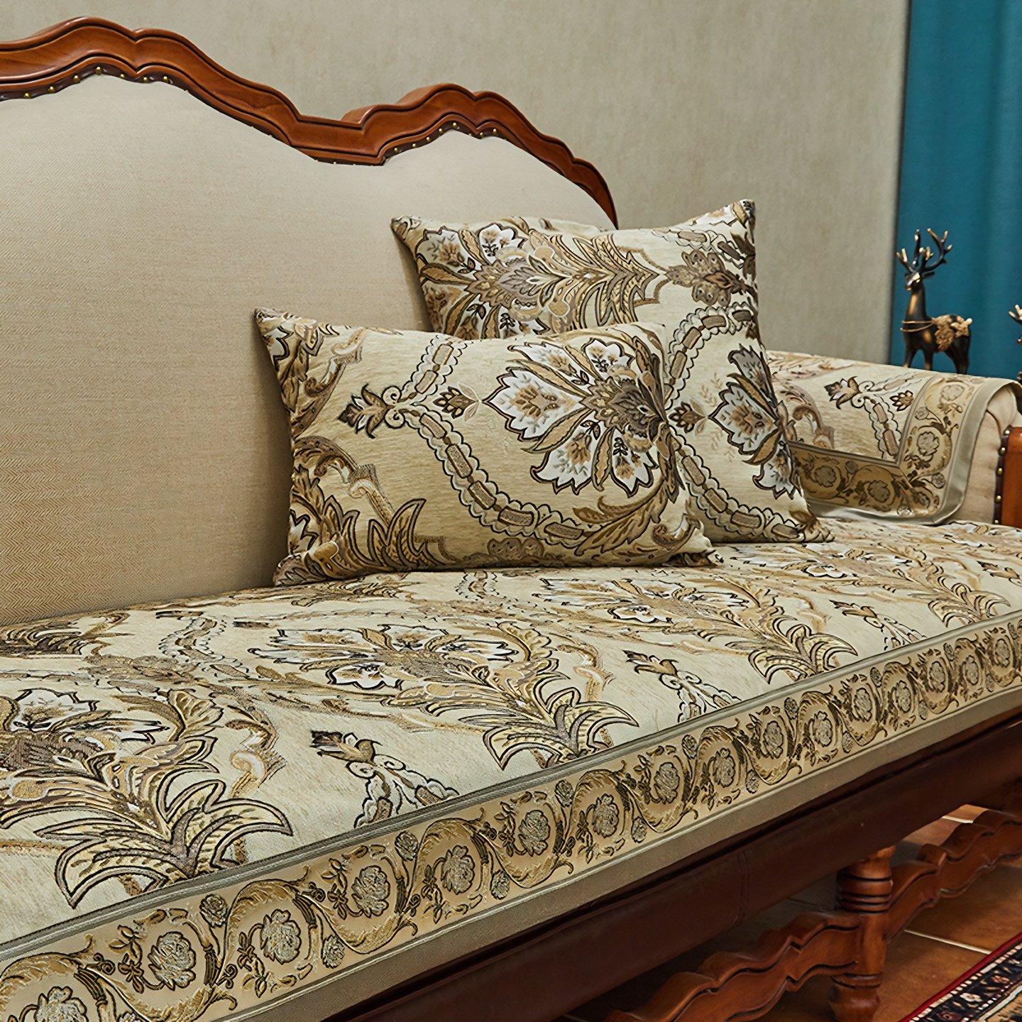 欧式沙发垫四季通用布艺防滑美式高档雪尼尔北欧简约沙发套罩坐垫,淘宝优惠券,粉丝福利购,淘宝优惠卷