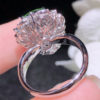 Emperor Cuiqin's ice floating green gourd ring, 18k gold diamond inlaid with natural A grade jadeite, full and translucent.