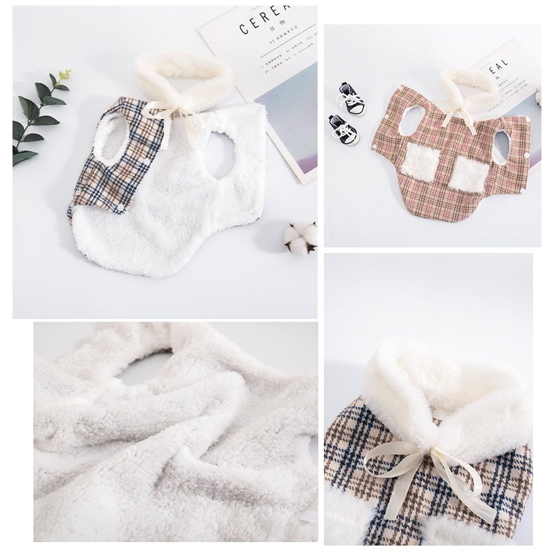 狗狗衣服小型犬格子毛绒背心泰迪比熊博美宠物猫咪服装幼猫秋冬装,淘宝优惠券,粉丝福利购,淘宝优惠卷