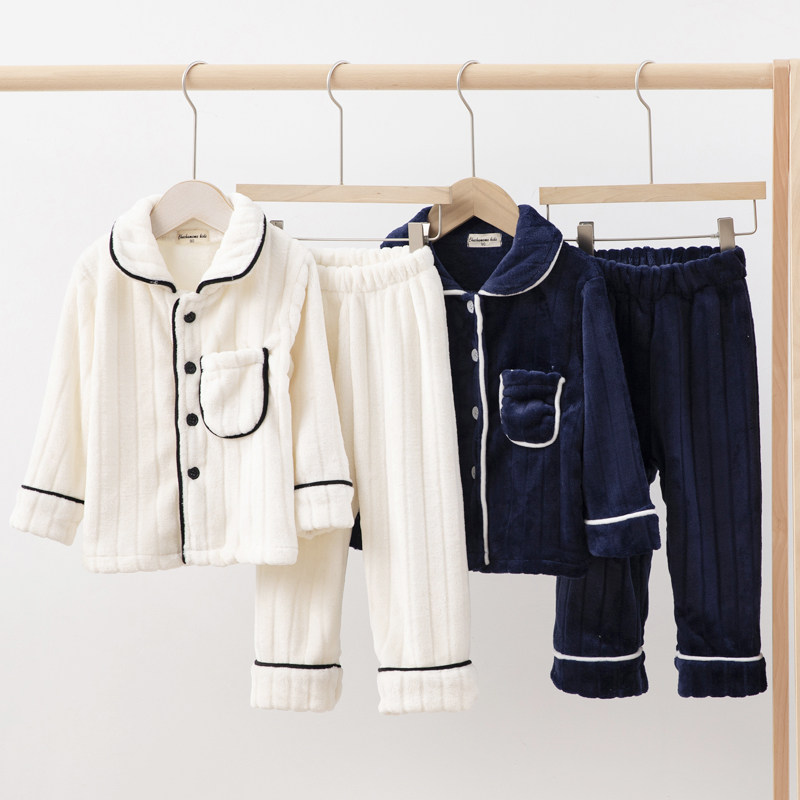 秋冬季法兰绒宝宝家居服套装睡衣 趣趣么么家居服套装