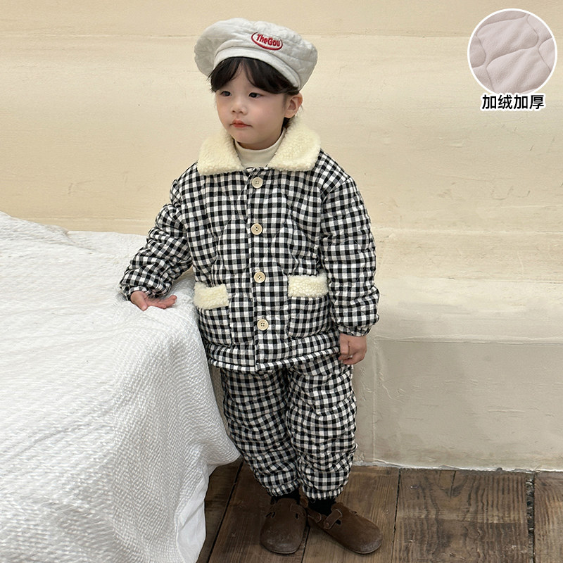 儿童睡衣冬季加厚款女童保暖宝宝加绒三层夹棉男童小孩家居服套装,淘宝优惠券,粉丝福利购,淘宝优惠卷