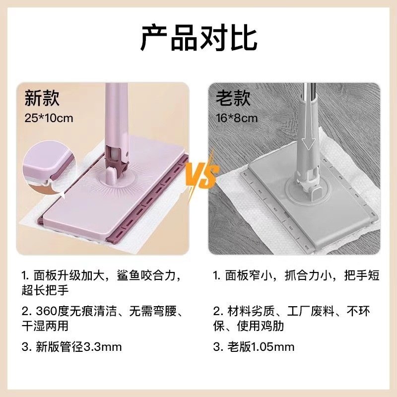 自动夹布大号新款静电除尘拖把家用一次性洗脸巾懒人免手洗大拖把,淘宝优惠券,粉丝福利购,淘宝优惠卷