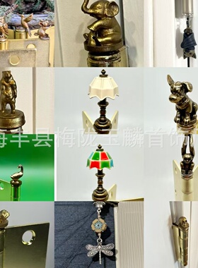 跨境新品合页上的微景观仿真动物小摆件黄铜工艺品摆件家居摆件