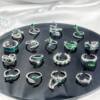 Ins niche design sense ring for women retro green zircon drop glaze temperament cold style fashionable trendy finger ring
