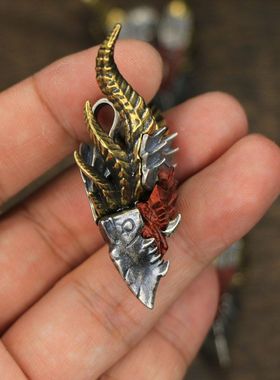 外贸爆款复古邪恶龙头吊坠项链