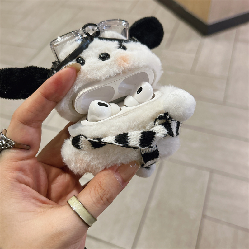 华为freeclip保护套秋冬毛绒帕恰狗Airpods4代保护套vivo tws4墨镜狗狗freebudspro3保护壳蓝牙耳机壳防冻7i - 图2