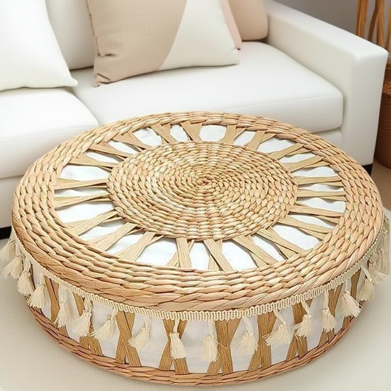 Nordic handmade straw futon cushion