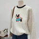 Puppy print coat, versatile long-sleeved sweatshirt for women