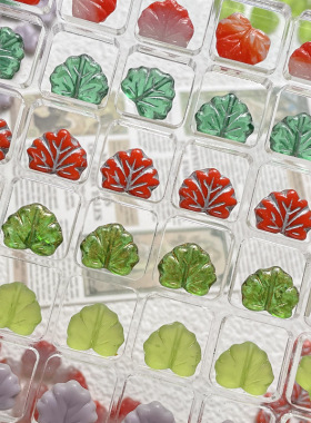 进口捷克双面描金心形叶子枫叶珠子diy手链项链串珠配件材料