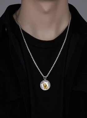 祈祷之手钛钢项链男潮百搭复古个性小众设计锁骨链女潮流礼物饰品