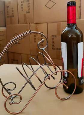 铁艺工艺品家居摆件红酒单瓶架子弹簧形葡萄酒架酒吧客厅装饰用品