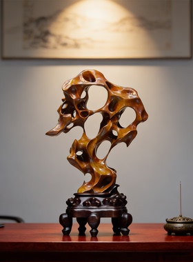 天然太湖原石乔迁开业送礼品新中式家居客厅办公室靠山石清供摆件