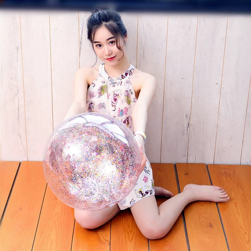 Пляжный надувной детский мяч для водного поло для игр в воде, водный прозрачный аквапарк, развлекательные блестки для ногтей