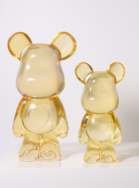 暴力熊摆件客厅轻奢透明卡通爱心熊娃娃公仔网红潮流儿童房装饰品