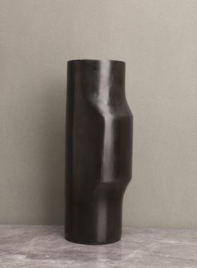 新中式大理石黑色花器花插样板房售楼部卧室书房桌面玄关饰品摆件