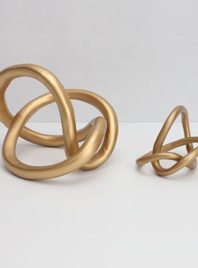 新中式树脂金色白色缠绕摆件样板房售楼部卧室书房客厅餐厅饰品