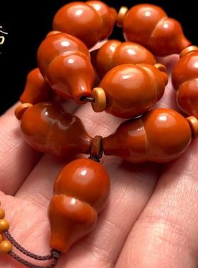 手雕橄榄核手串雕刻文玩葫芦手链男素核正圆光珠核雕单籽圆珠素串