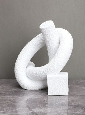 现代简约树脂白色摆件样板房售楼部卧室书房客厅桌面玄关饰品摆件