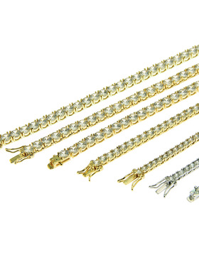 创意潮男铜镶锆石网球手链 欧美嘻哈简约手饰饰品tennis bracelet