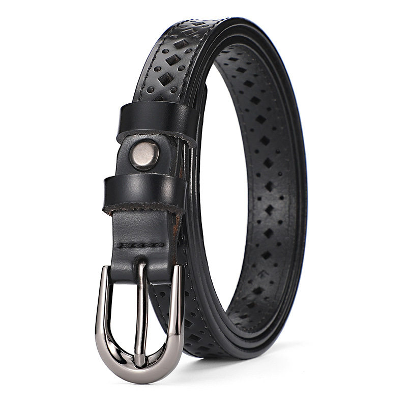 腰带女真皮头层牛皮白色灰色百搭时尚镂空小皮带细窄休闲牛仔裤带,淘宝优惠券,粉丝福利购,淘宝优惠卷