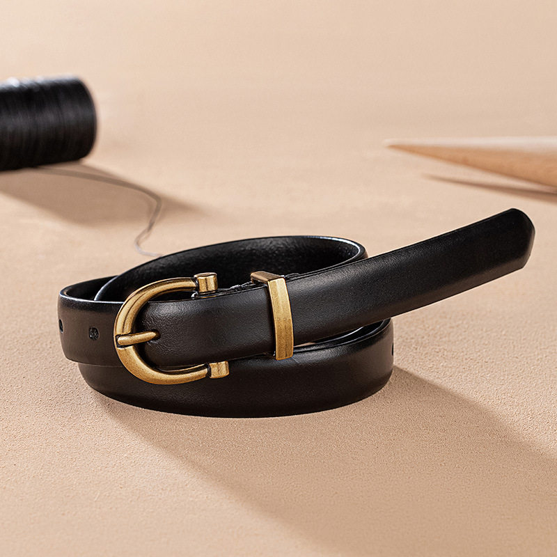 皮带女真皮纯头层牛皮休闲百搭复古针扣腰带细配裙子装饰简约裤带,淘宝优惠券,粉丝福利购,淘宝优惠卷
