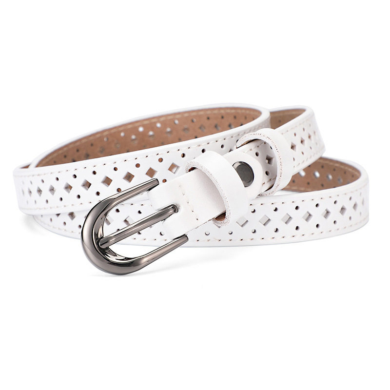 腰带女真皮头层牛皮白色灰色百搭时尚镂空小皮带细窄休闲牛仔裤带,淘宝优惠券,粉丝福利购,淘宝优惠卷