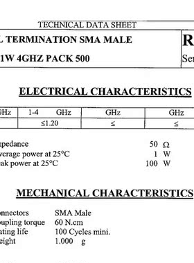 R404101000 DC-4GHz SMA 50欧姆 射频微波高频同轴高频RF 假负载