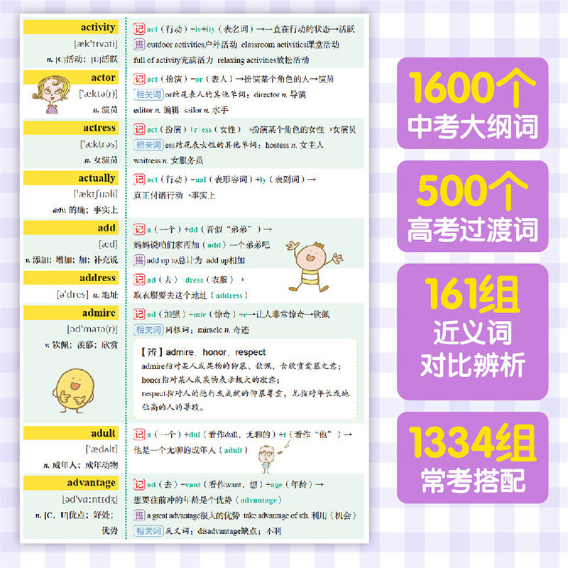 正版 超有效图解初中英语词汇 2100个初中单词秒记会用 中考大纲词高考过渡词英语单词图解记忆词根词缀图解记忆方法辅导教辅书籍