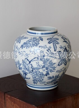 景德镇青花瓷花瓶釉里红陶瓷花瓶装饰摆件现代创意家居插花艺术品