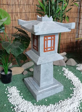石灯中式落地仿古日式太阳能石头灯户外花园草坪景观石灯笼