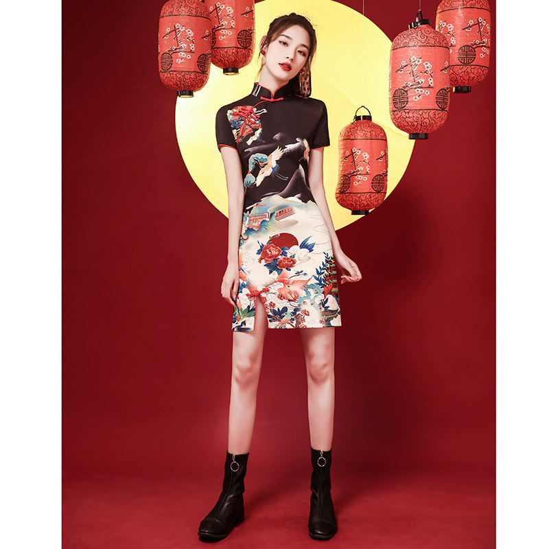 国潮旗袍2021年新款夏季少女连衣裙 森莞旗袍