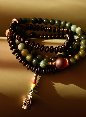 原创复古多圈手串水草玛瑙手链女混搭个性叠戴冷门不撞款手饰