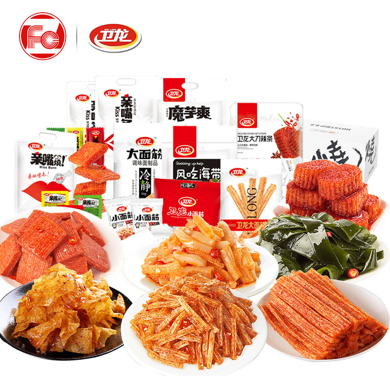 浙江粮油食品旗舰店卫龙辣条大礼包休闲食品网红零食小吃魔芋爽亲嘴烧大面筋豆干组合0