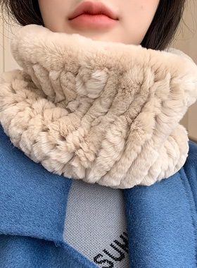 双面獭兔毛弹力皮草大围脖秋冬季