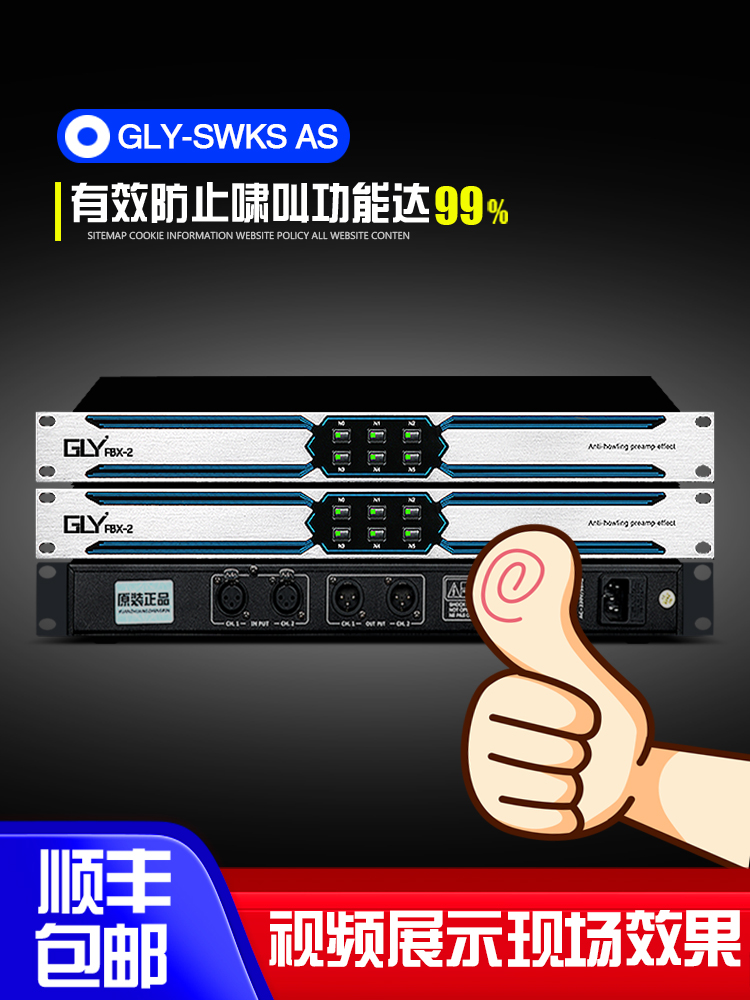 gly FBX-2GLY全自动防啸叫反馈抑制器前级家用无线话筒麦克风K歌 - 图2