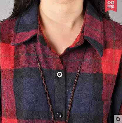 大码格子打底衬衫女 秋装新款女装复古显瘦中长款长袖外套百搭 2016 大码格子打底衬衫女 秋装新款女装复古显瘦中长款长袖外套百搭 2016