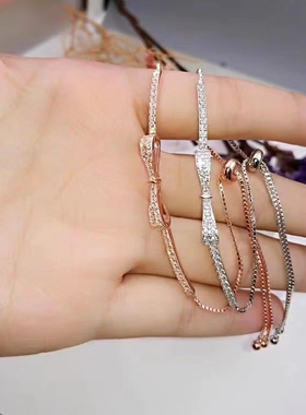 D色莫桑石满钻蝴蝶结手链