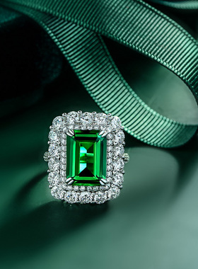 莫桑钻绿祖母宝石戒指欧美