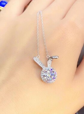 莫桑石简约不掉色兔耳项链