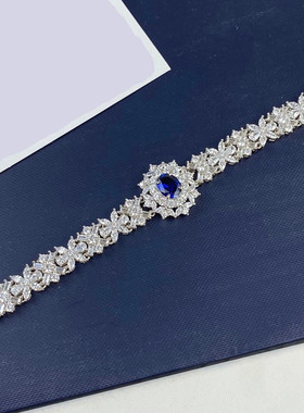 口莫桑石套装蓝钻耳钉项链