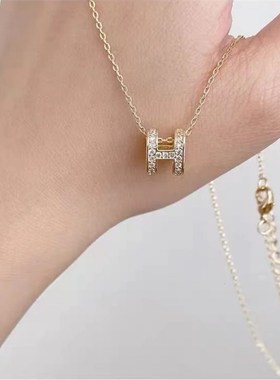 h形进口字母ins风镀金玫瑰金