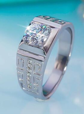 银镀铂金质花纹男戒霸气