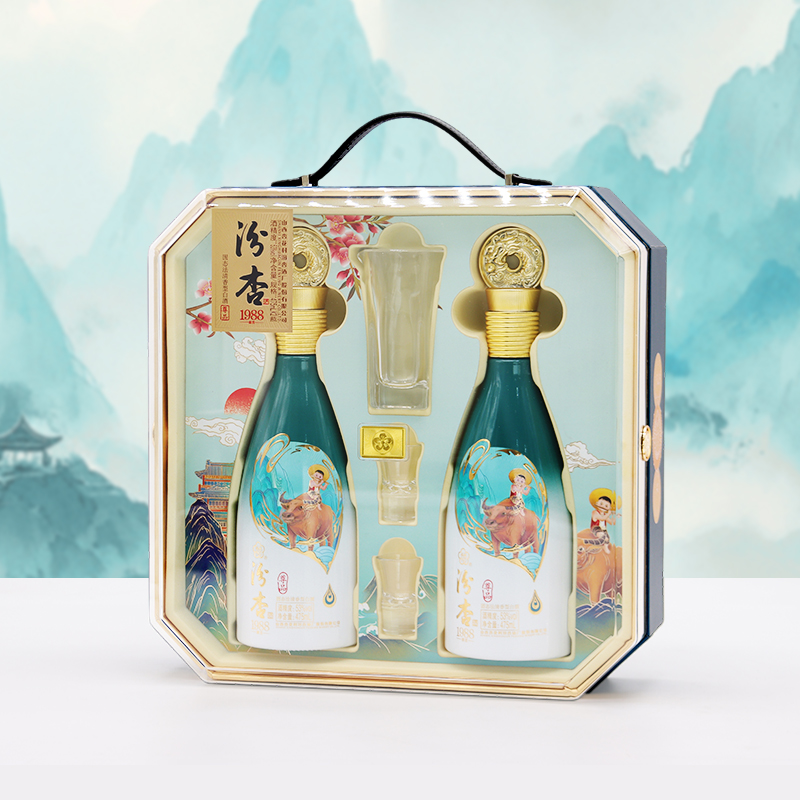 山西汾杏53度清香型白酒1988尊品475mL*2瓶杏花村酒送礼盒装整箱-图3