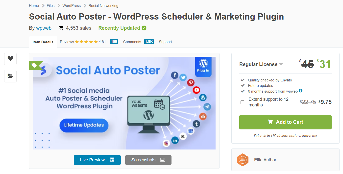 Social Auto Poster插件 WP自动内容发布 Wordpress社媒发布 兼容 - 图1