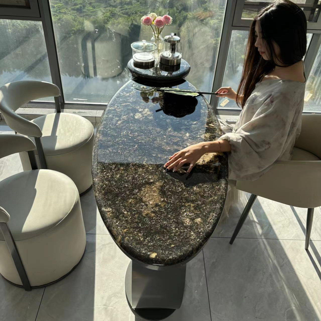 新款奢石茶桌椅组合现代轻奢高级感意式办公室烧水壶一体阳台茶台,淘宝优惠券,粉丝福利购,淘宝优惠卷