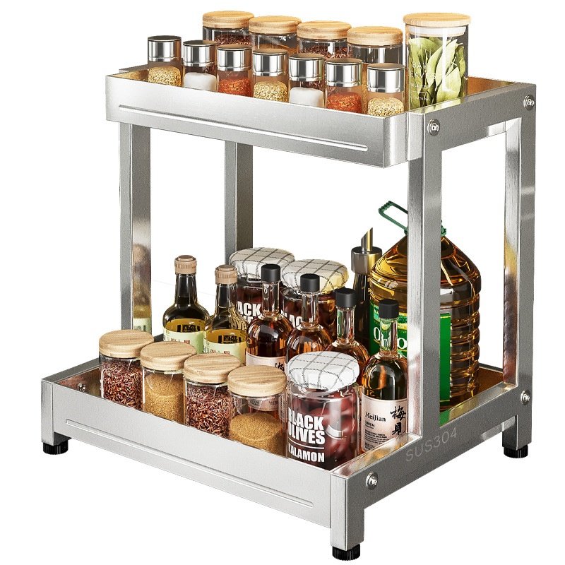 不锈钢调料调味料架台面油盐酱醋瓶收纳架厨房多功能一体置物架子,淘宝优惠券,粉丝福利购,淘宝优惠卷
