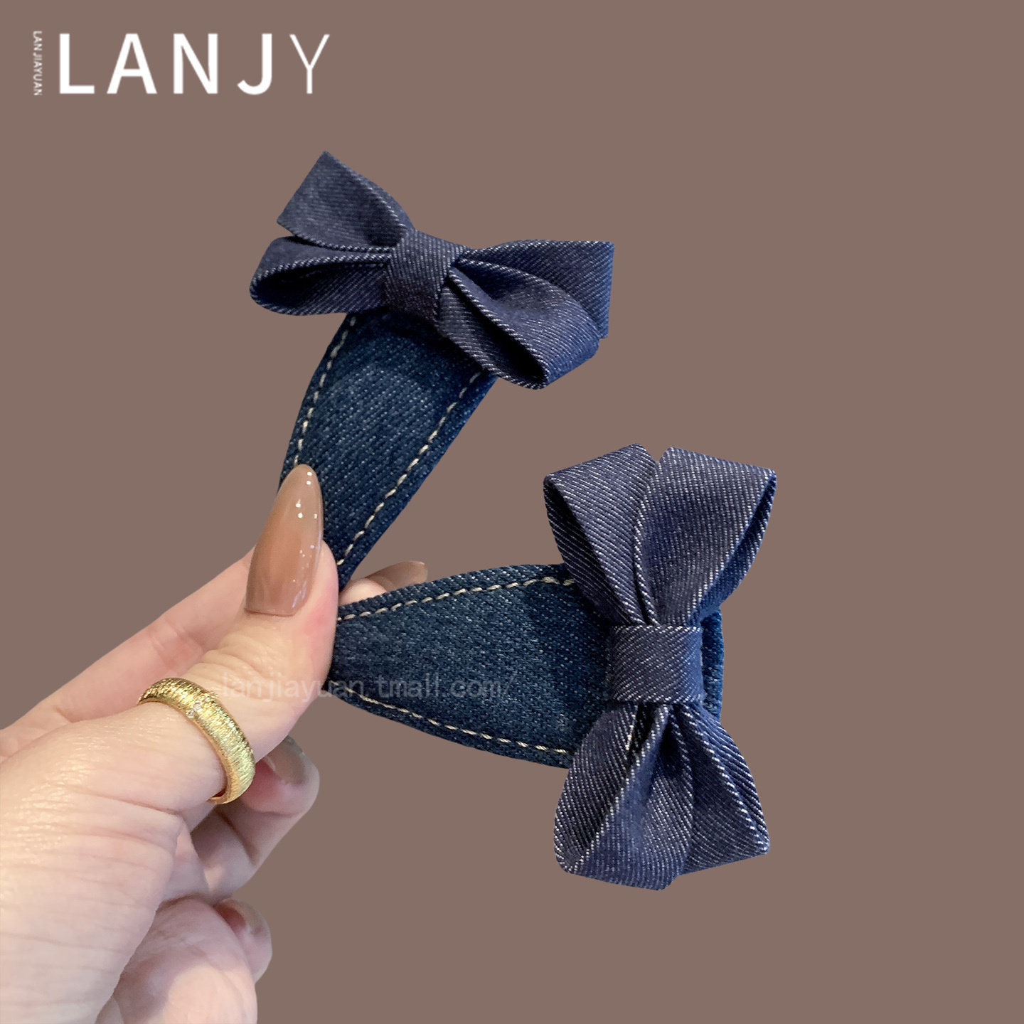 韩国新款牛仔蓝蝴蝶结侧边夹时尚简约刘海夹额前碎发整理bb夹发夹,淘宝优惠券,粉丝福利购,淘宝优惠卷