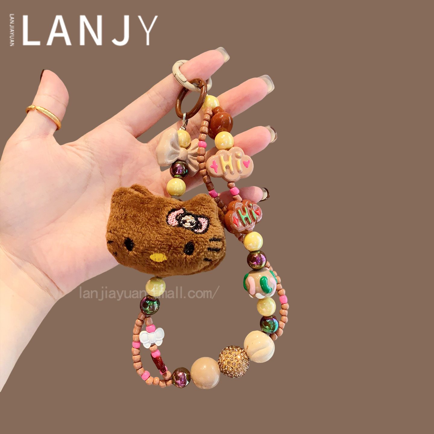 韩版秋冬可爱猫咪挂件挂绳时尚百搭包包挂饰手机防丢手机链钥匙扣 - 图0