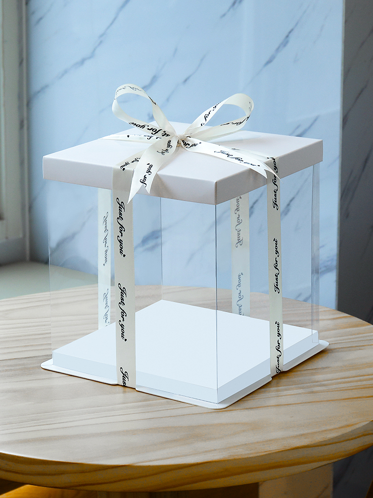 厂家直销全透明蛋糕盒4寸6寸8寸10寸单层双层加高生日蛋糕打包盒 - 图0